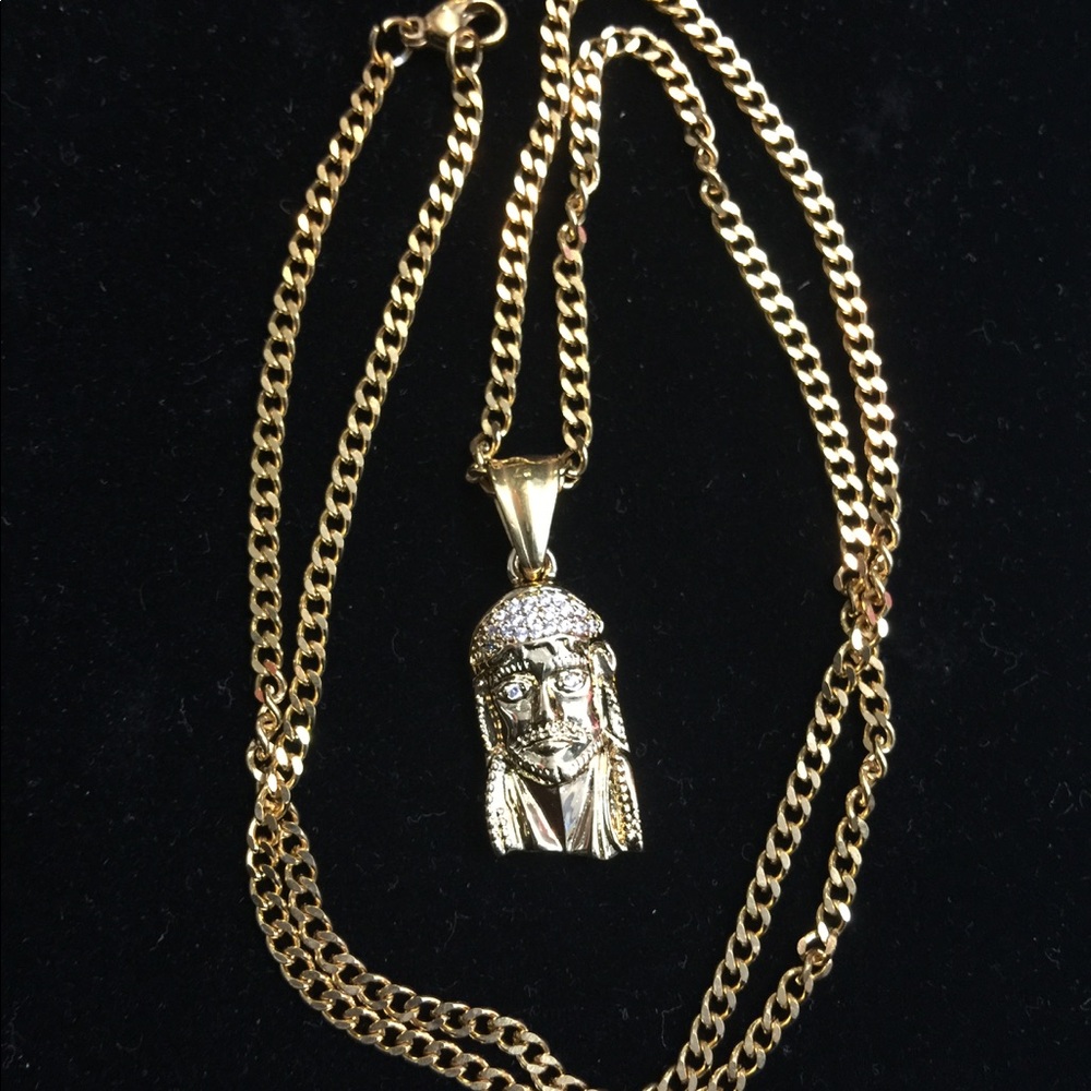 Stainless Steel 24-inch chain with Jesus Charm